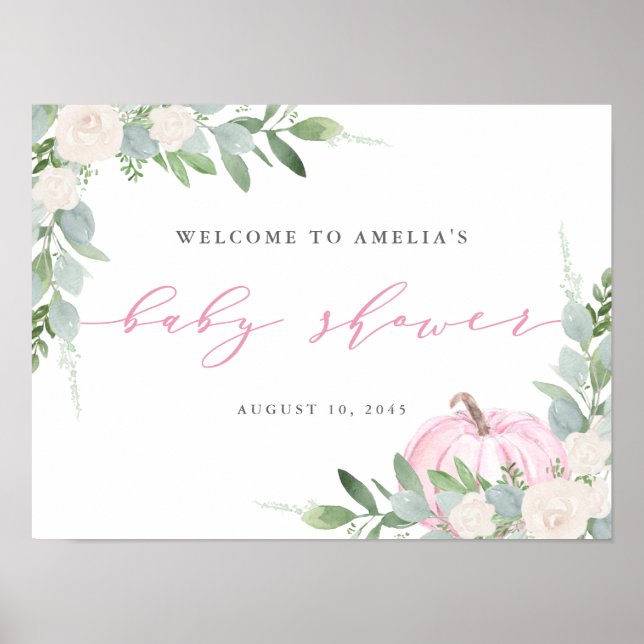 Välkomsthälsning för Pumpkin Fall Baby Shower för  Poster (Framsidan)