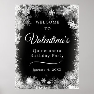 Välkomsthälsning för Quinceanera Birthday Snowflak Poster