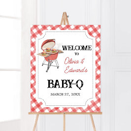 Välkomsthälsning för Red Burger BBQ Baby Shower Poster