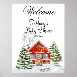 Välkomsthälsning för Red House Baby Shower för vin Poster