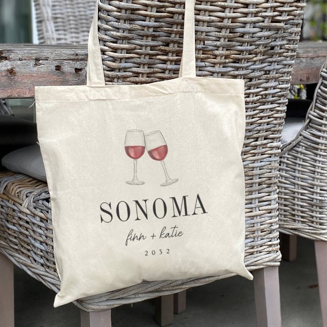 Välkomsthälsning för Red Vin Glass Destination Wed Tygkasse (Skapare uppladdad)