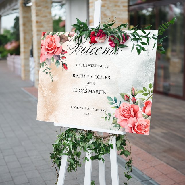 Välkomsthälsning för Romantic Rosa ros & Calligrap Poster (Skapare uppladdad)
