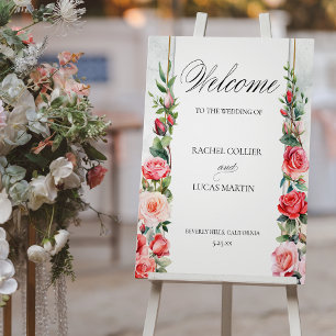 Välkomsthälsning för Romantic Rosa ros & Calligrap Poster
