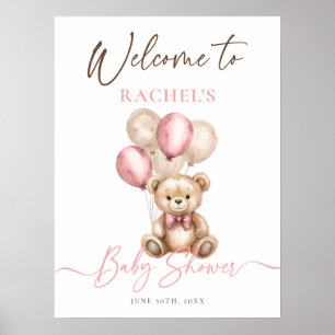 Välkomsthälsning för Rosa av babyskor för nalle Poster