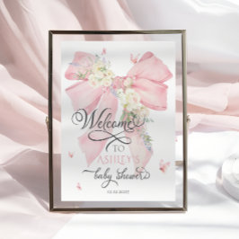 Välkomsthälsning för Rosa av vattenfärg Blommigt B Poster