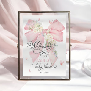 Välkomsthälsning för Rosa av vattenfärg Blommigt B Poster