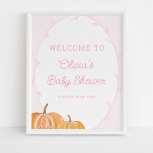 Välkomsthälsning för Rosa Baby Shower Poster