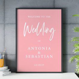 Välkomsthälsning för Rosa Bröllop Poster