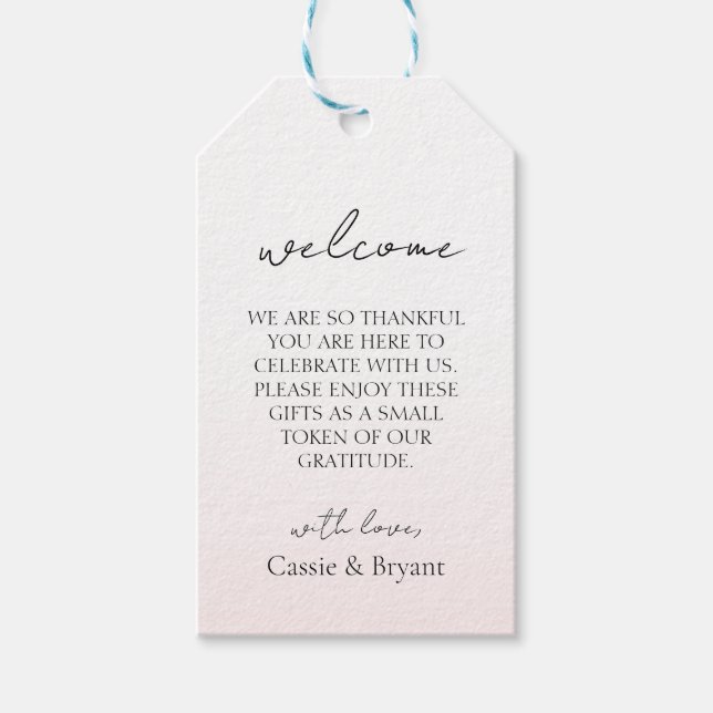 Välkomsthälsning för  Rosa Elegant bröllop Presentetikett (Framsidan)