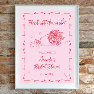 Välkomsthälsning för Rosa och röd Möhippa utanför Poster