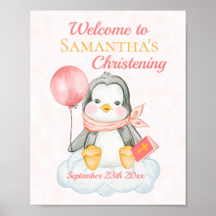 Välkomsthälsning för Rosan Cute Baptism Watercolor Poster