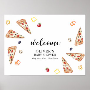 Välkomsthälsning för Rustic Italienska Slice Pizza Poster