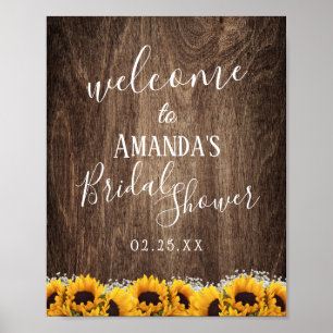 Välkomsthälsning för Rustic Solros Blommigt Möhipp Poster