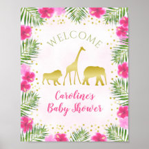 Välkomsthälsning för Safari Rosa Guld Baby Shower