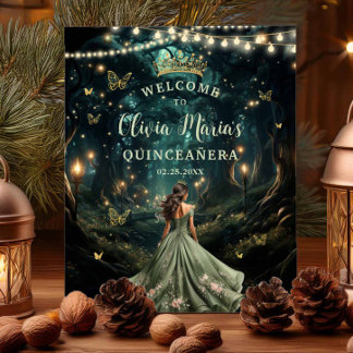 Välkomsthälsning för Sage Grönt Enchanted Forest Q Poster