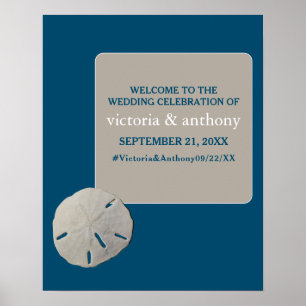 Välkomsthälsning för Sand-dollar, Ocean Blue Beach Poster