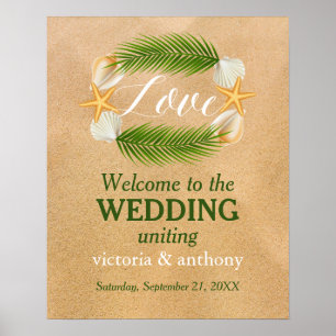 Välkomsthälsning för Sandy Beach Wedding Poster