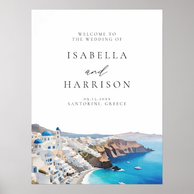 Välkomsthälsning för SANTORINI GREECE Destinations Poster (Framsidan)