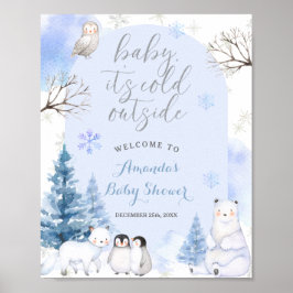 Välkomsthälsning för Snöflingor Träd Baby Shower Poster