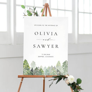 Välkomsthälsning för Snowy Evergreen Forest Winter Poster