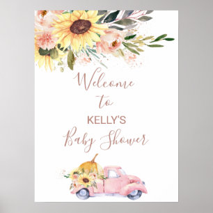 Välkomsthälsning för Solros Blommigt Pumpkin Lastb Poster