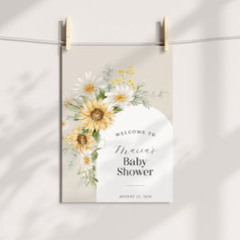 Välkomsthälsning för solros och Daisy Babykläder Poster