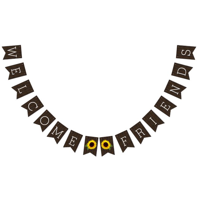 Välkomsthälsning för solros Rustic Land Barn Bröll Vimplar (Alla)