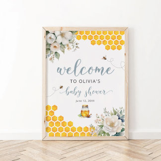 Välkomsthälsning för sommarhonungsbi Baby Shower Poster