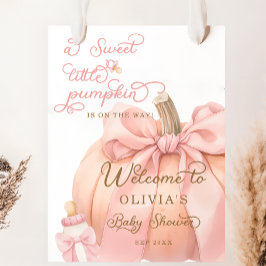 Välkomsthälsning för söt liten Pumpkin Bow Baby Sh Poster