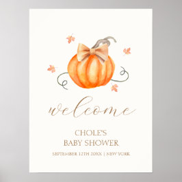 Välkomsthälsning för sött liten Pumpkin Bow Fall B Poster