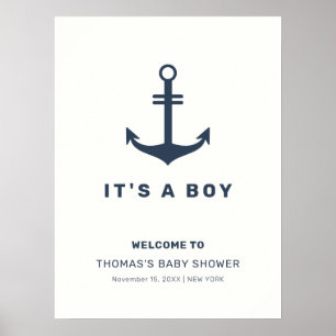 Välkomsthälsning för spädbarn i marinblå navigatio poster