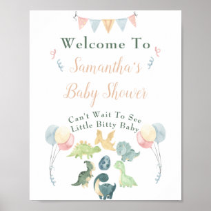 Välkomsthälsning för spädbarnshölje i Cute Dinosau Poster