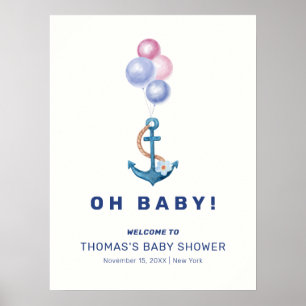 Välkomsthälsning för spädbarnsskor för Cute Nautic Poster