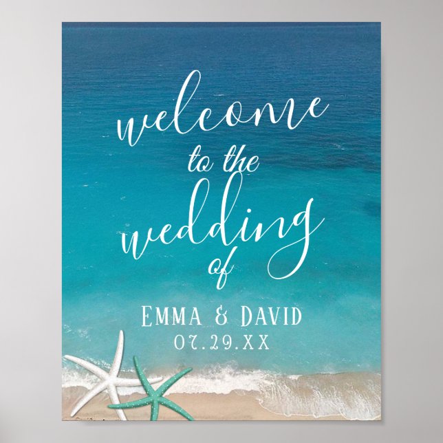 Välkomsthälsning för Starfish Beach Wedding Poster (Framsidan)