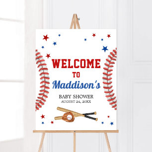 Välkomsthälsning för stjärna Baseball Baby Shower Poster