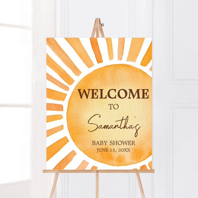 Välkomsthälsning för Sunshine Baby Shower Poster (A Little Ray of Sunshine Baby Shower Welcome Sign)