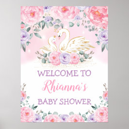 Välkomsthälsning för Svan Princess Baby Shower Poster