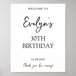 Välkomsthälsning för svart handskriven modern 30år poster