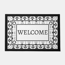 Välkomsthälsning för svart och vit Blommigt