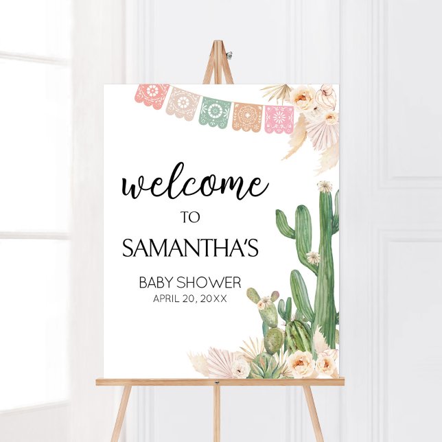 Välkomsthälsning för Taco Bout A Baby Baby Shower Poster (Boho Fiesta Baby Shower Welcome Sign)