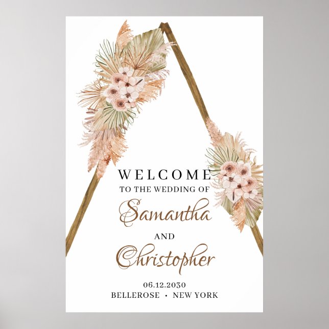 Välkomsthälsning för torkat Handflatan Pampas Gras Poster (Framsidan)