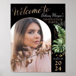 Välkomsthälsning för Tropical Black Guld Arch Phot Poster