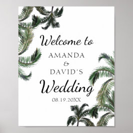 Välkomsthälsning för Tropical Handflatan Träd Gree Poster