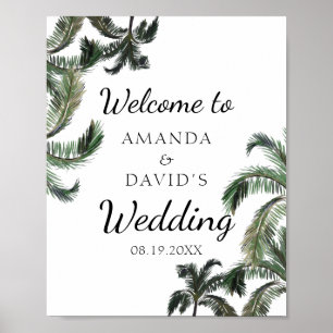 Välkomsthälsning för Tropical Handflatan Träd Gree Poster