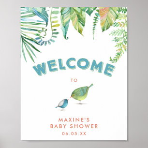 Välkomsthälsning för tropik Birds Baby Shower Poster