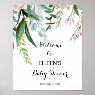 Välkomsthälsning för Tropisk Blommigt och Greenery Poster