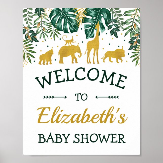 Välkomsthälsning för Tropiska ungeldjur för babysk Poster (Framsidan)