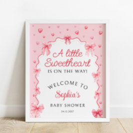 Välkomsthälsning för Valentines Rosa Bow Baby Show Poster