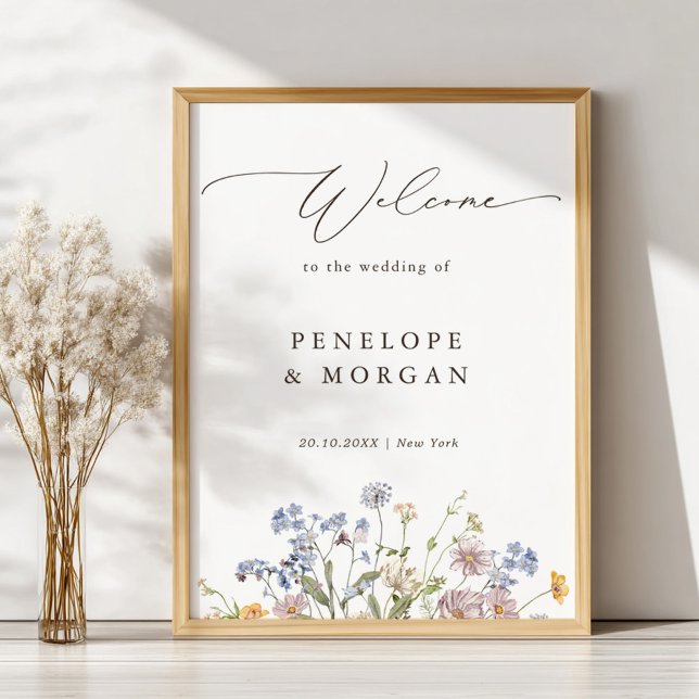 Välkomsthälsning för vår Wildblomsggarden Wedding Poster (Spring Wildflower Meadow Garden Wedding Welcome Poster)