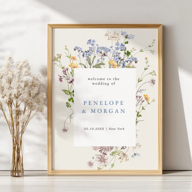 Välkomsthälsning för vår Wildblomsggarden Wedding Poster (Spring Wildflower Meadow Garden Wedding Welcome Poster)